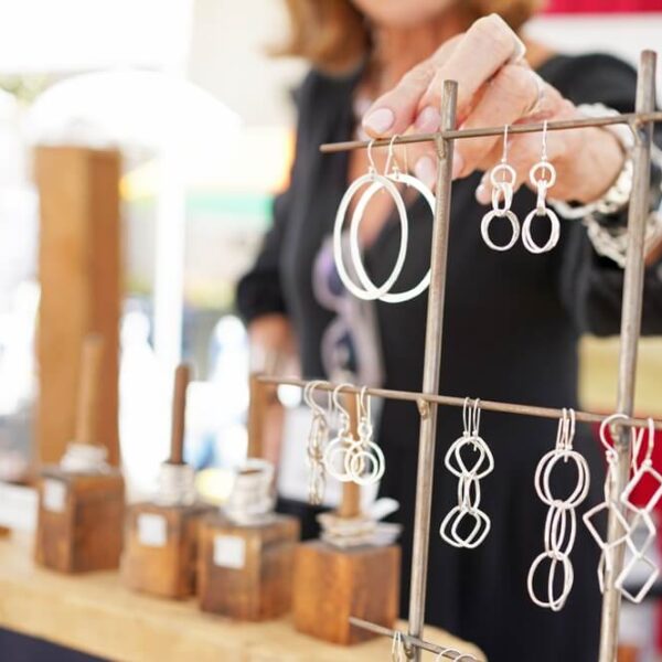 A jewelry display at the Gatlinburg Craftsmen's Fair.